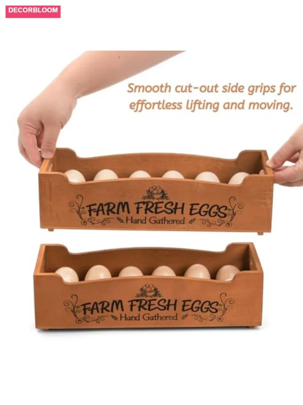 Wooden Egg Holder for Countertop, Stackable 2-Tier Egg Crates for 24 Eggs with